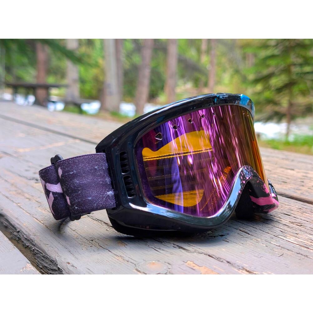 Vintage 90s Style Paint Splatter Ski & Snowboard Goggles - Mirrored Lens